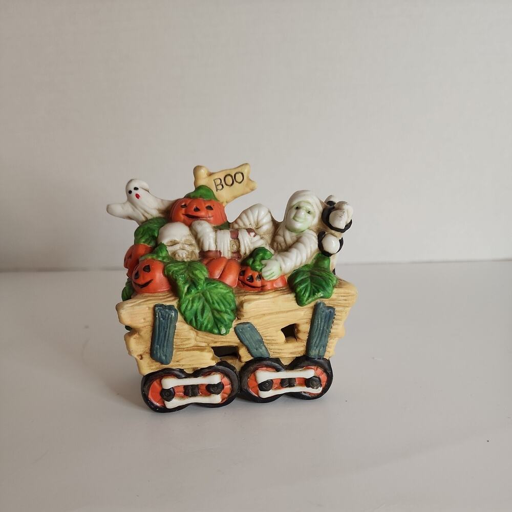 Halloween Ceramic Light Up Train Ghost, Mummy, Jack O'Lanterns Car Replacement